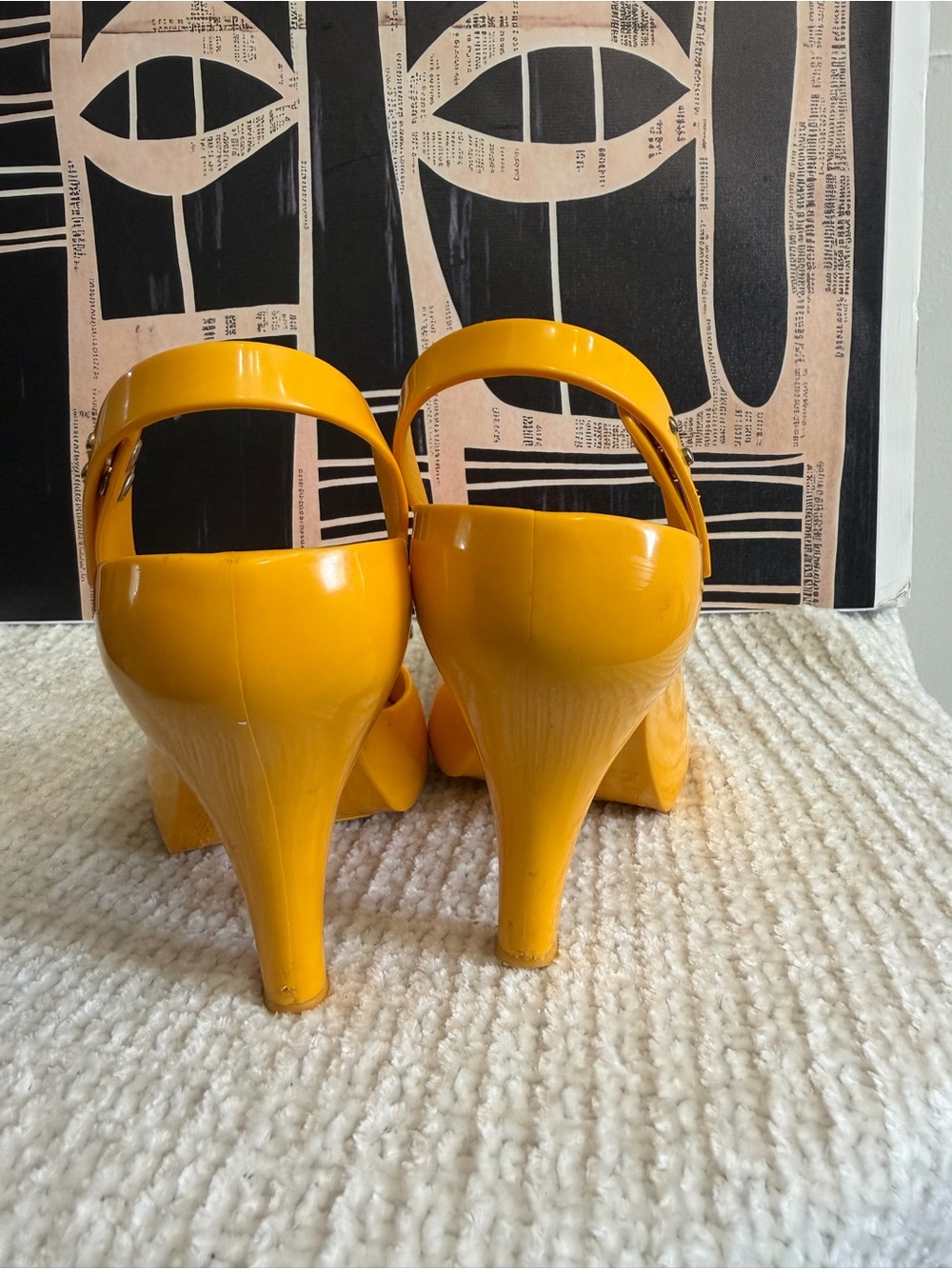 Vivienne Westwood Anglomania Yellow Slingback Heel with Red Heart Accent - Picture 8 of 10